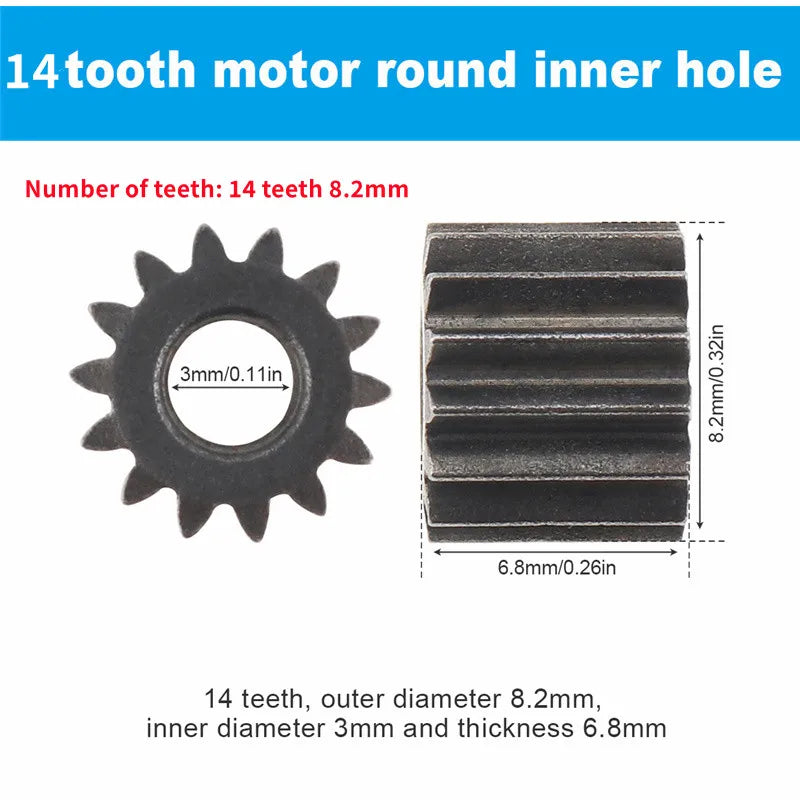 1 Piece Dc Motor Gear 9 /11 /12/13/14/15/16 Teeth Electric Motor Gears for 10.8V / 12V / 14.4V / 16.8V / 18V / 21V /25V Motors