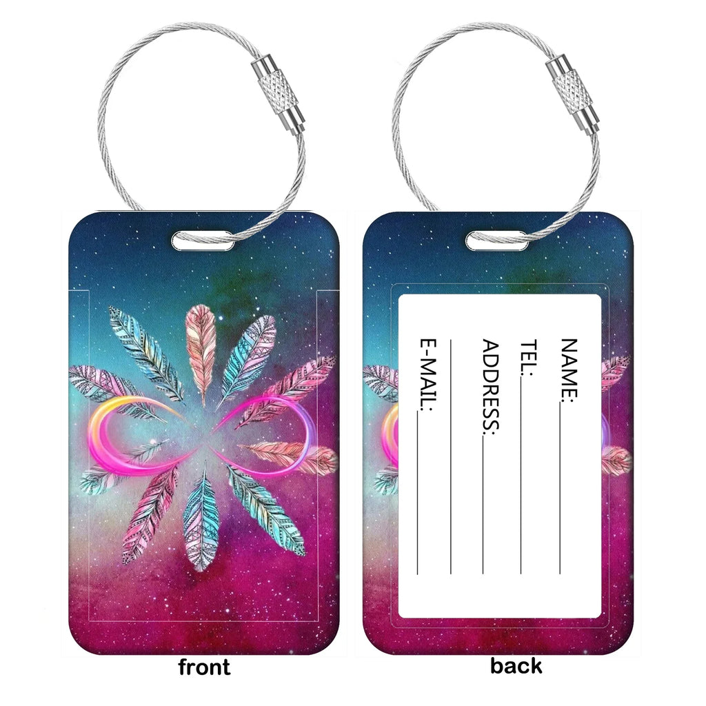 Purple Creative Art Style Luggage Tag for Suitcases Travel ID Bag Tag for Women Backpacks Address Holder Baggage Boarding