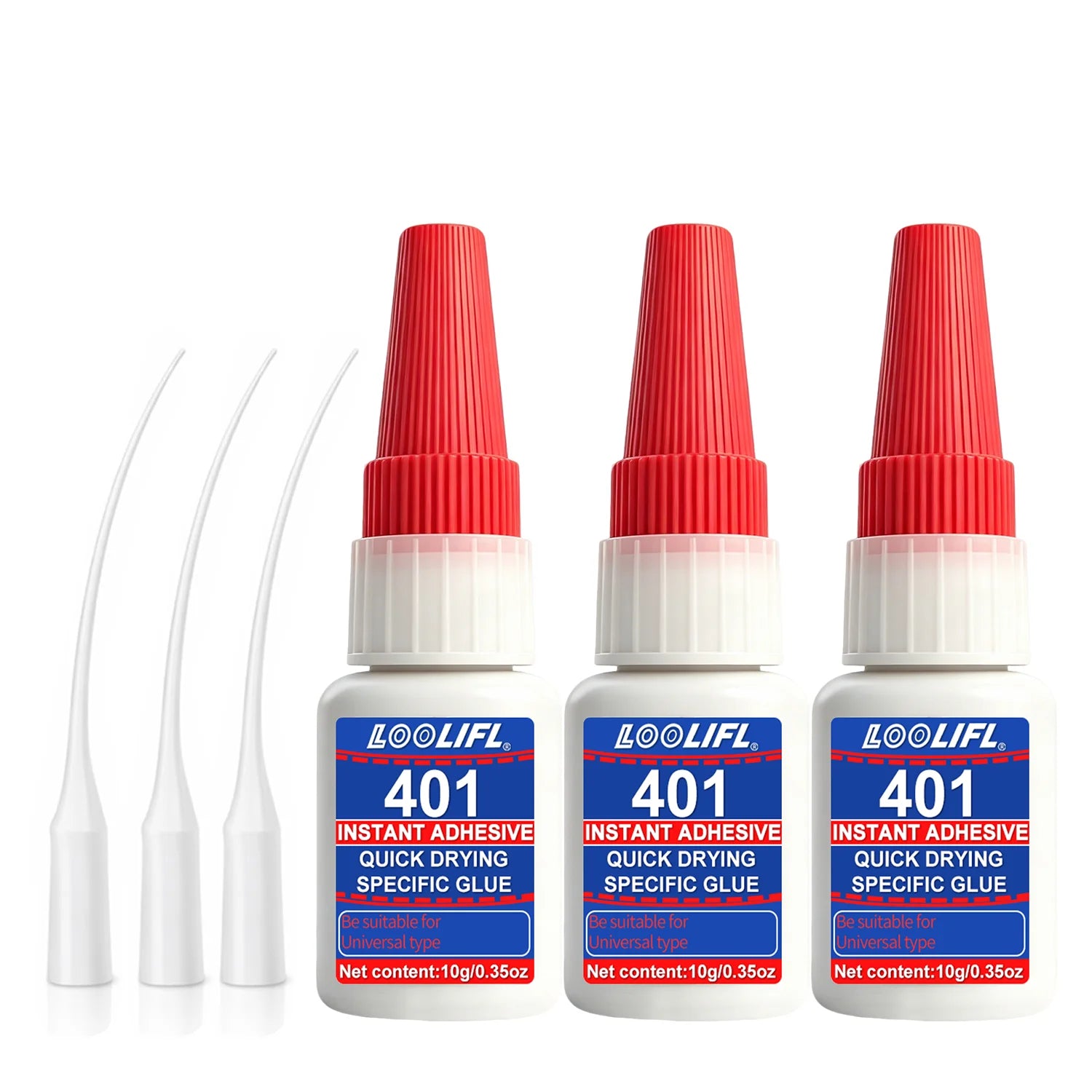 Loolifl 401 Instant Adhesive 10g 1-7Pcs Super Glue Fast Dry Cyanoacrylate Glue Universal Strong Bond for Metal Plastic Ceramic
