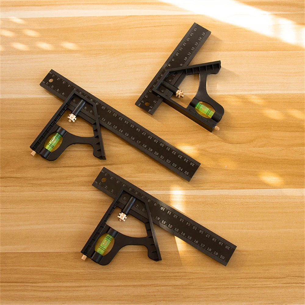 15cm/20cm Adjustable Combination Right Angle Ruler 45 / 90 Degree with Bubble Gauge Measuring Tools Levelling Instrument