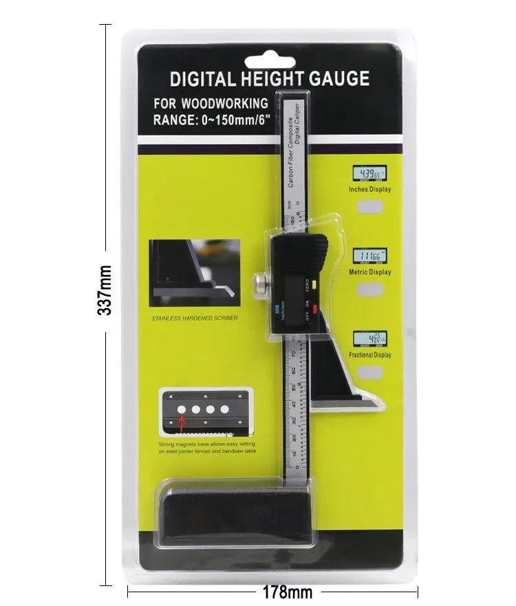 Height Gauge 0-150mm Digital Display High Precision Depth Aperture with Magnetic Self Standing Feet