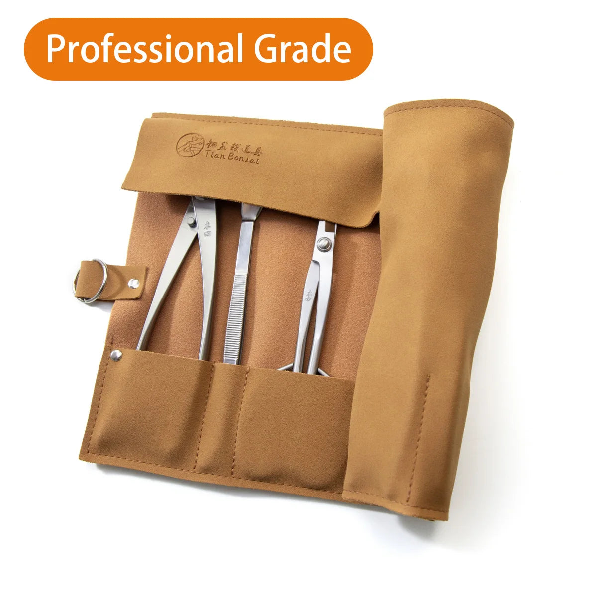 TianBonsai NBK-07/NMK-07 7-Piece Bonsai Tool Set Leather Storage Roll Bag for Bonsai Pruning, Shaping and Maintenance