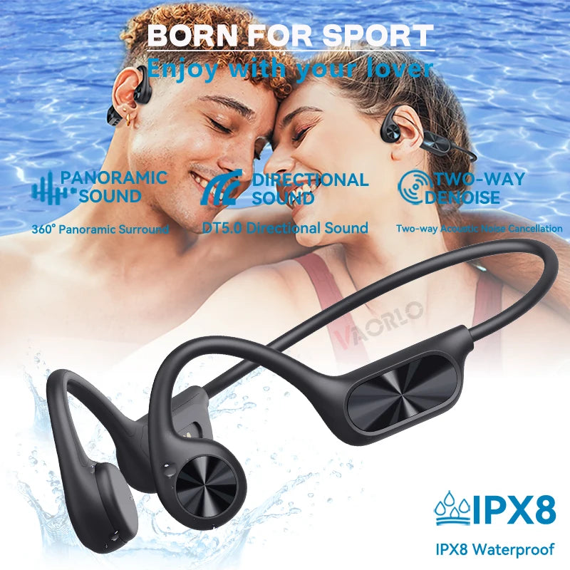 New IPX8 Waterproof Bone Conduction Headphones Bluetooth 5.4 Wireless Swimming Hifi Headset 32GB MP3 Sport Handsfree With Mic