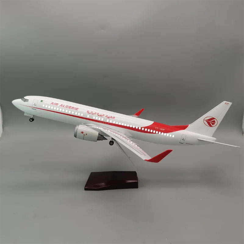 Display 737-800 Air Algerie Airlines Aircraft Model Toys 47cm Resin Miniature Plane W Light and Wheel Diecast Airplanes Collecti