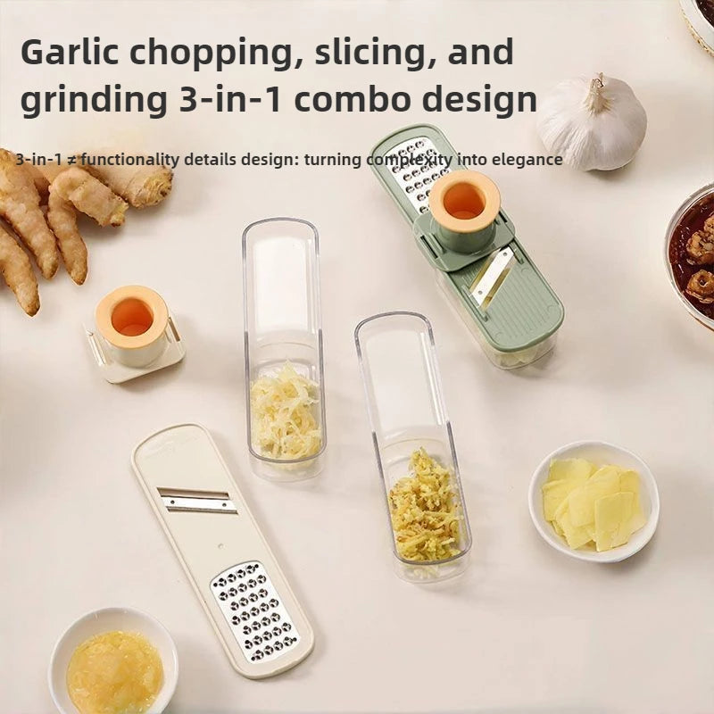 1Pcs 3-in-1 Multifunctional Manual Ginger and Garlic Grinder Home Kitchen Slicer All Grinder Kitchen Tools
