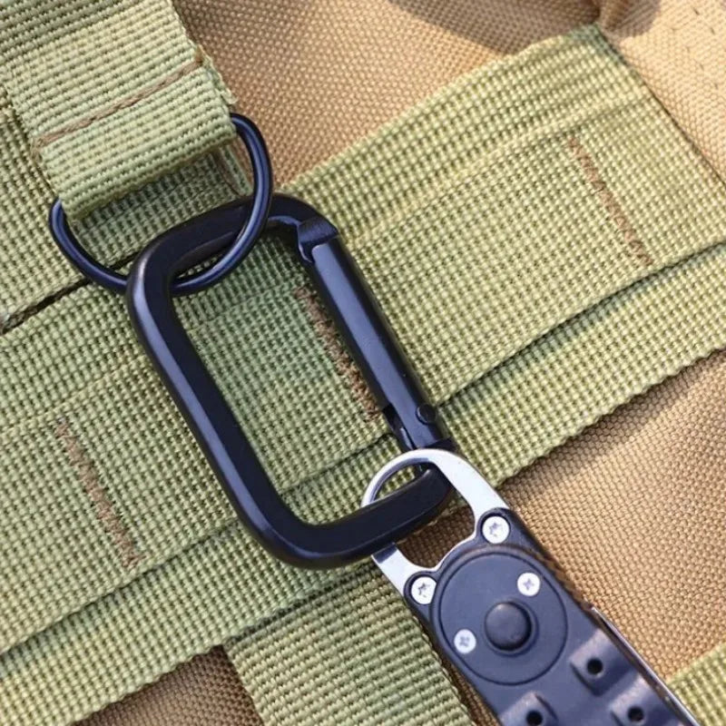 Square Carabiner Hook Aluminum Alloy Lightweight Camping Hiking Backpack Clip Keychain Gear Holder Black for Outdoor Travel
