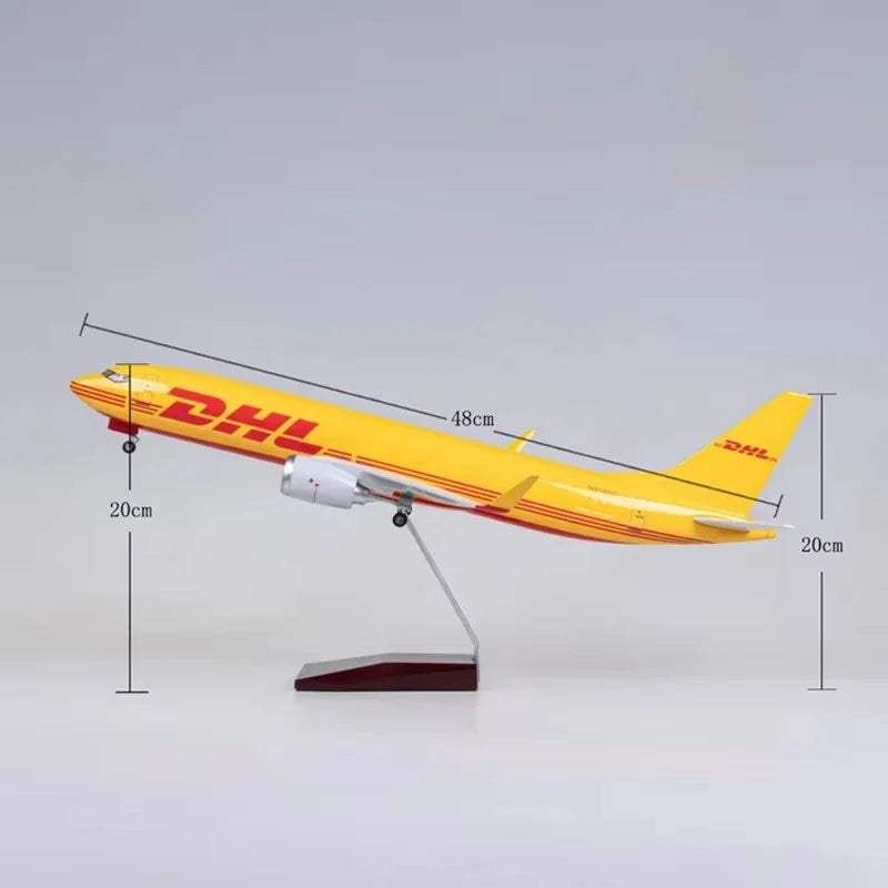 1:85 Scale Aircraft B737 Model DHL Cargo Express 47CM Airline With Base Landing Gears Boys Toys Resin Plane Model For Collection