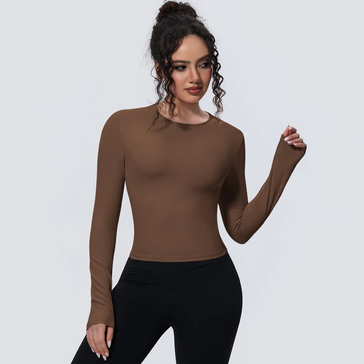 Woman's Yoga Long Sleeved Gym Sports Running Top Slim Breathable Soild Color Fitness Top Running Shirts Gym Top Yoga Sport Top
