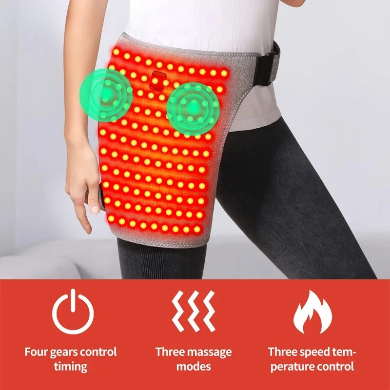 660nm Red Light Heating Pad Hip Brace  Wellness Protector Fatigue Relief Home Relaxation 3 Modes 50-90LED