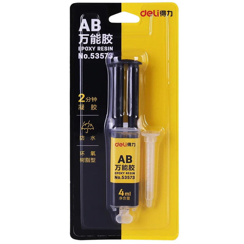 Deli-Epoxy Resin AB Glue, 2 Minutes Curing, Super Liquid Glue for Glass Metal Rubber, Waterproof, Strong Adhesive, 53573, 4ml, 1