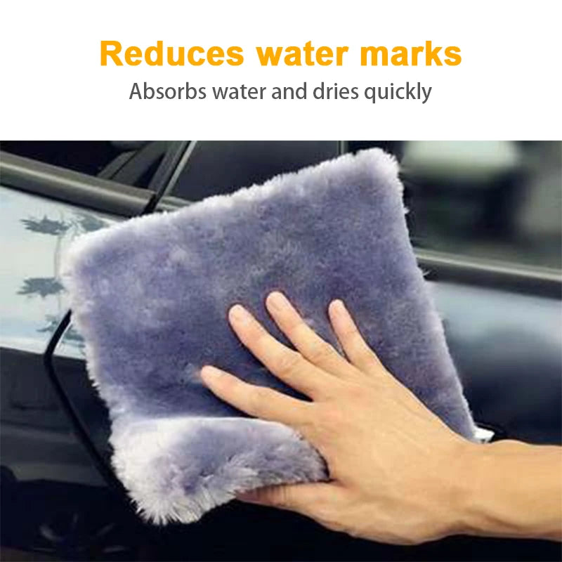 SEAMETAL Car Wash Plush Towel Cleaning Drying Car Polishing Cloth Soft Edgeless Detailing Waxing Towel 25x25CM Car Wash Supplies