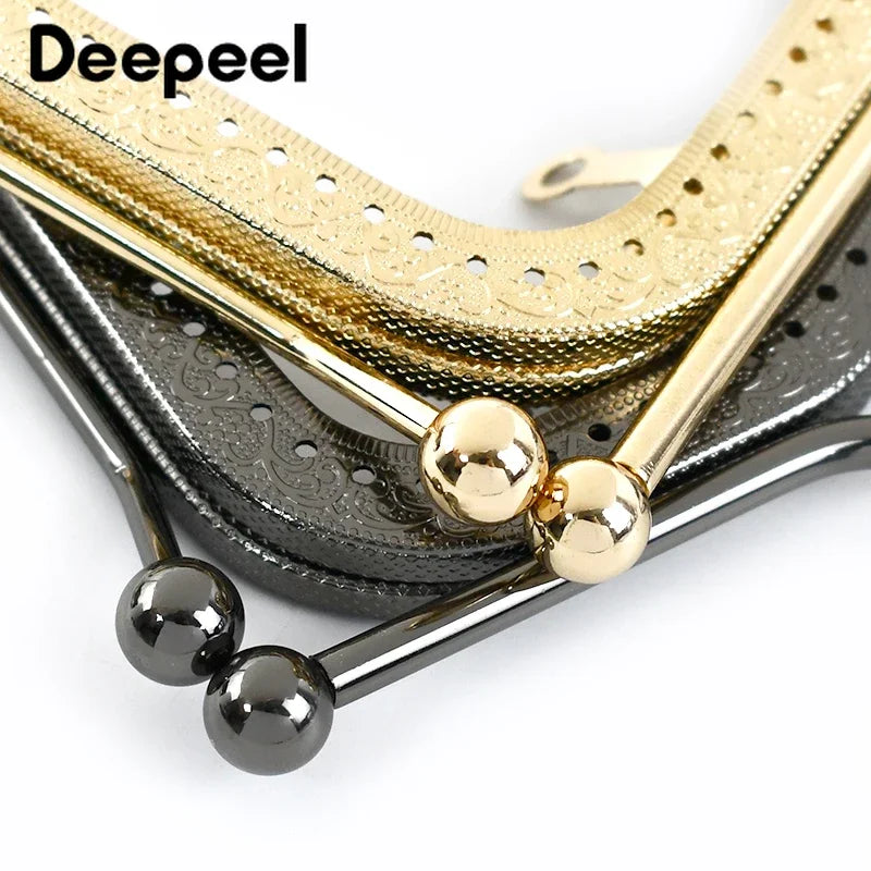 1/2Pcs Deepeel 20.5/27cm Metal Wallet Frame Embossed Hand Pull Parts Purse Bag Handle Kiss Clasp Lock DIY Hardware Accessories