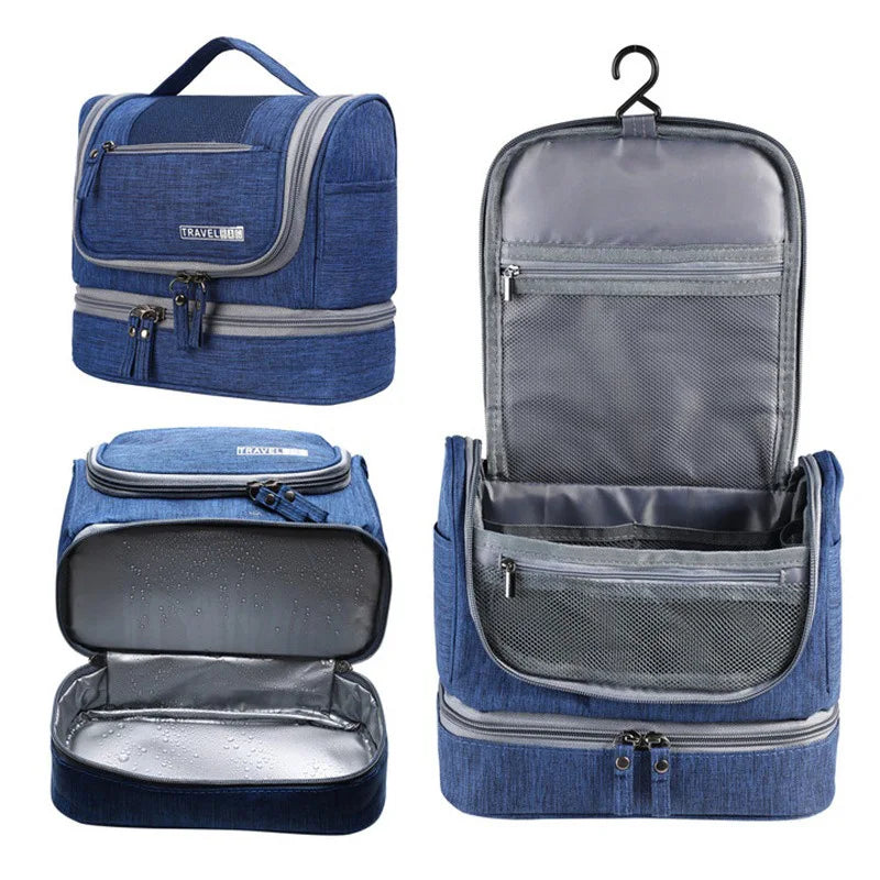 Portable Toiletry Washbag with Hanging Hook Waterproof Women Bathroom Cosmetic Storage Bag Large Capacity Travel Men Makeup Case
