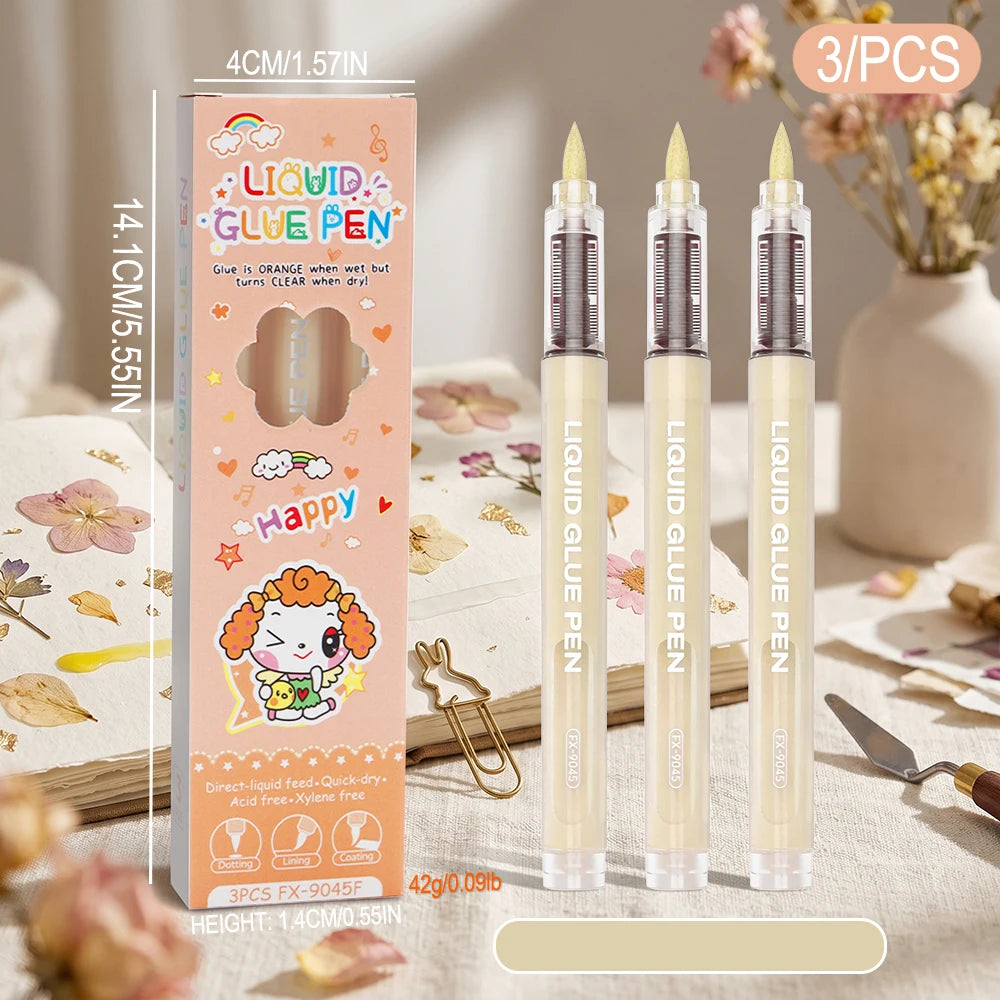 Cute Cartoon Liquid Glue Pen Quick Dry Invisible Fine Tip Adhesive Pen DIY Scrapbooking Craft Journal  Office School Stationery