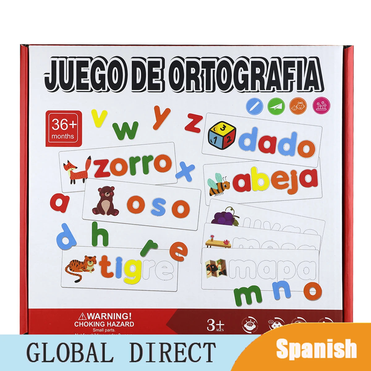 Kids Spell Spanish Jigsaw Enlightenment Words Game Wooden Toy Learning Letter Alphabet Puzzle Baby Educational Toys for Children