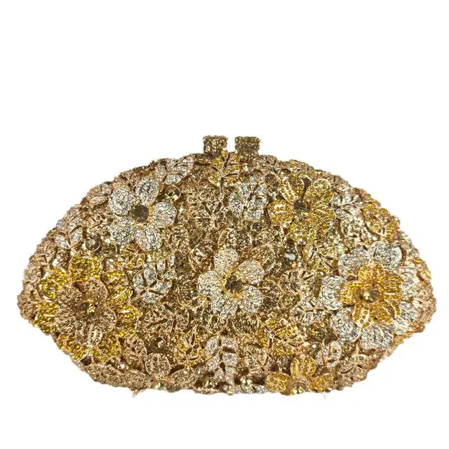 Boutique De FGG (in stock) Dazzling Flower Crystal Clutch Evening Purse Bag Women Formal Dinner Handbag Wedding Bridal Purse
