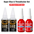 LOOLIFL Super Glue 502 & Threadlocker Set 243 Medium Strength 271 High Strength Anaerobic Screw Lock Glue Instant Cyanoacrylate Adhesive Sealant for Metal Wood Ceramic Repair
