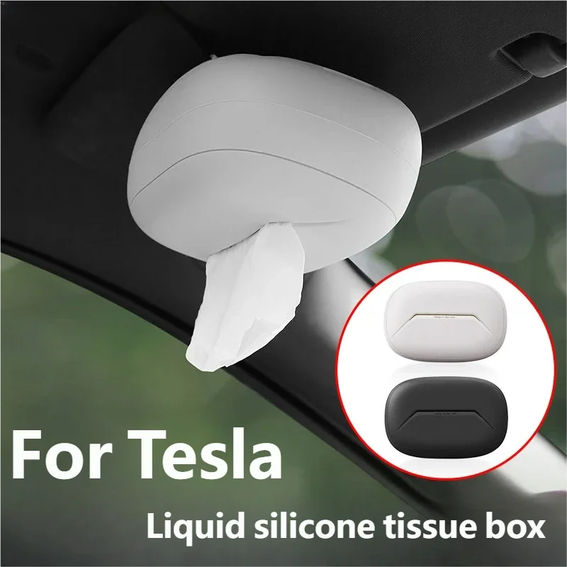 For Tesla Model YL Model Y Model 3 Car Tissue Box Silicone Drawout Paper Box Bag Cover Hanging Car Interior Decoration