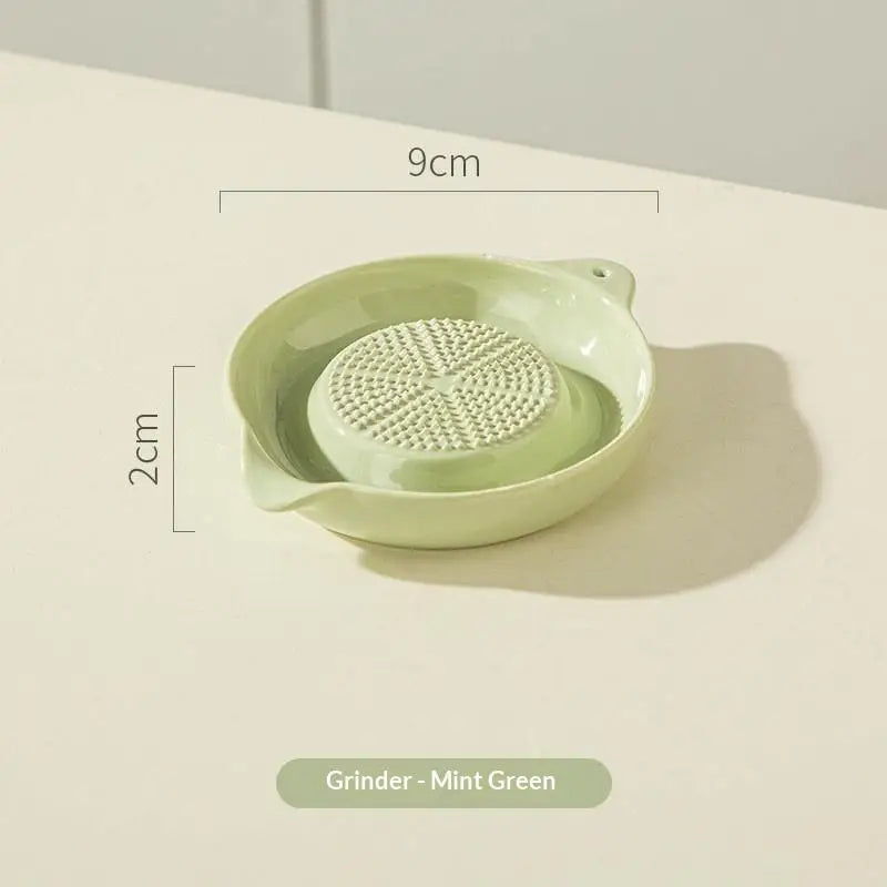 Ceramic Garlic Grater Plate Japanese Style Porcelain Ginger Wasabi Grinder With Spout Kitchen Pasta Making Tool Kitchen Supplies