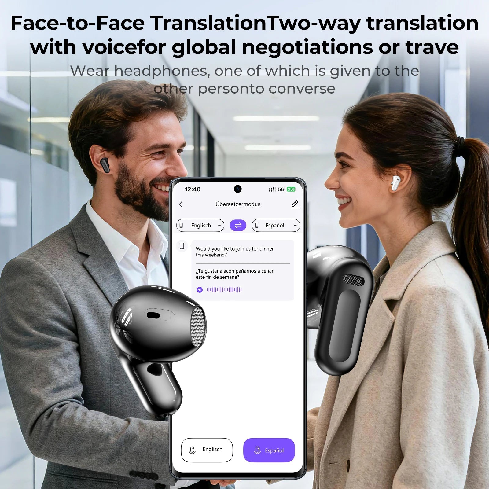HTC NE20 Original Wireless Bluetooth Earphone In Ear AI Translate Earbud LED Multi-function Touchscreen Noise Reduction Headset