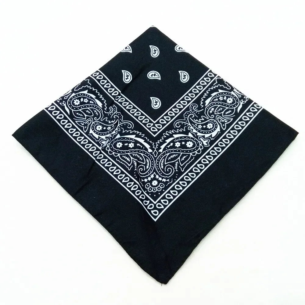 1/2PCS Fashion Hip Hop 100% Cotton Bandana Square Scarf 55cm*55cm Black Red Paisley Headband Printed For Women/Men/Boys/Girls