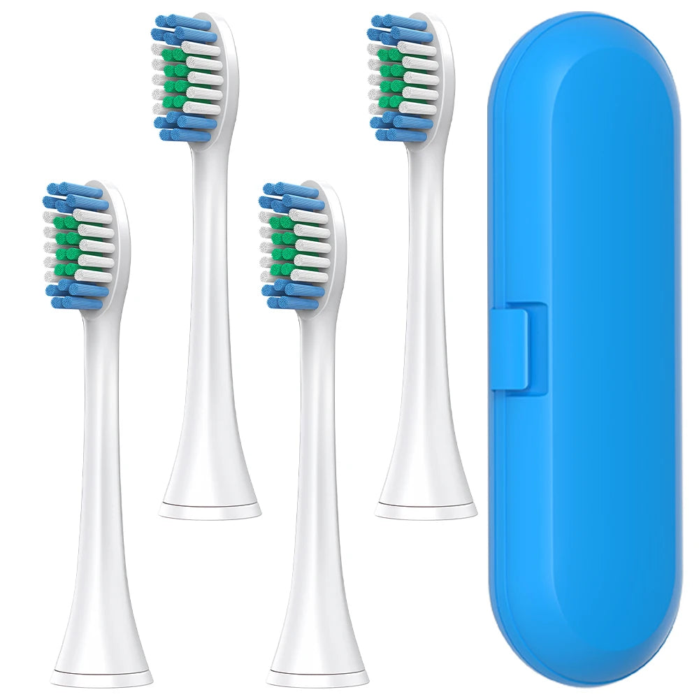 Toothbrush Travel Container & 4 Pack Professional Replacement Brush Heads Compatible with Philips Sonicare Electric Toothbrushes