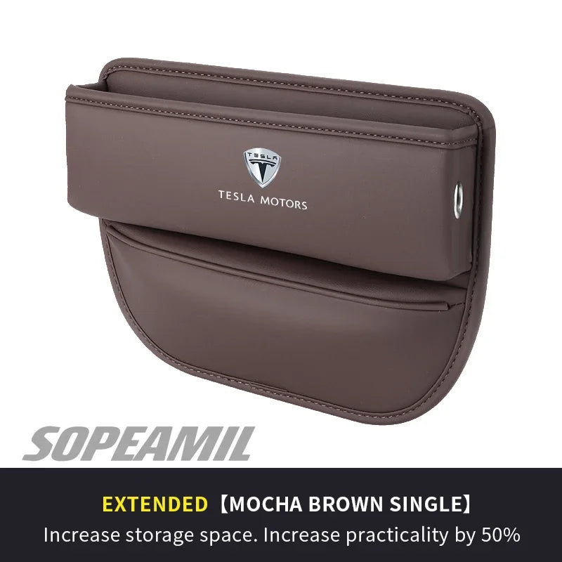 Car Leather Seat Multifunctional Water Cup Holder Storage Box Gap Storage Case Tesla Model 3 Model Y Model S Model X Cybertruck