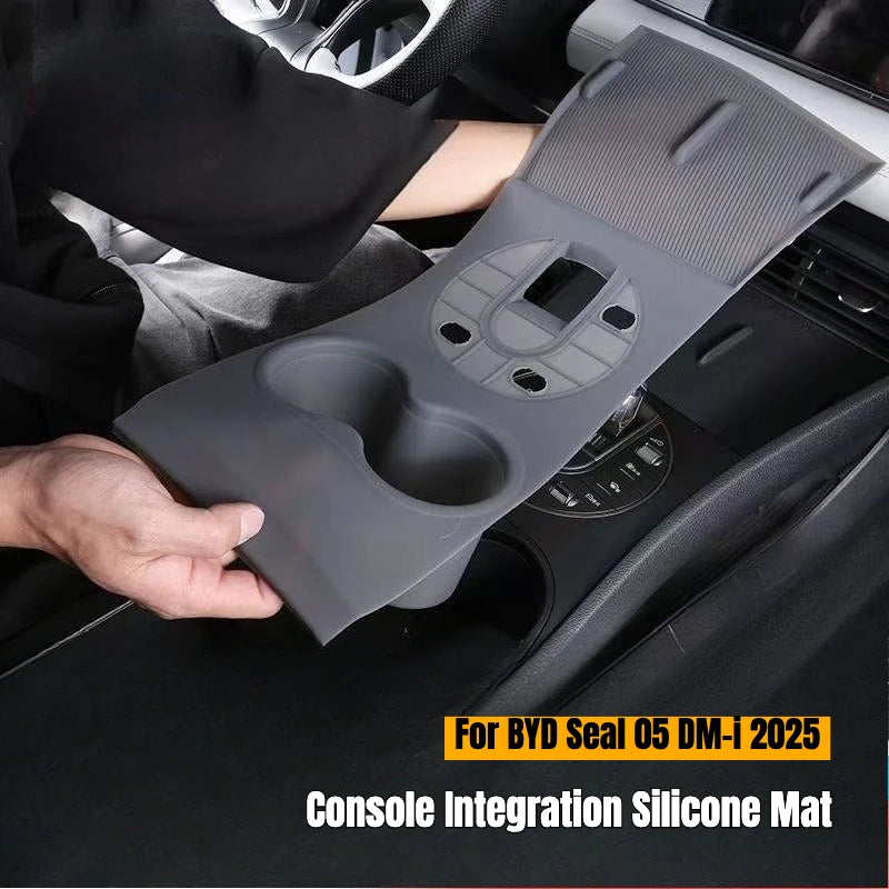 For BYD Seal 05 DM-i 2025 Electric Car Console Integration Silicone Mat Wireless Charging Gear Shift Cup Holder Protector Pad