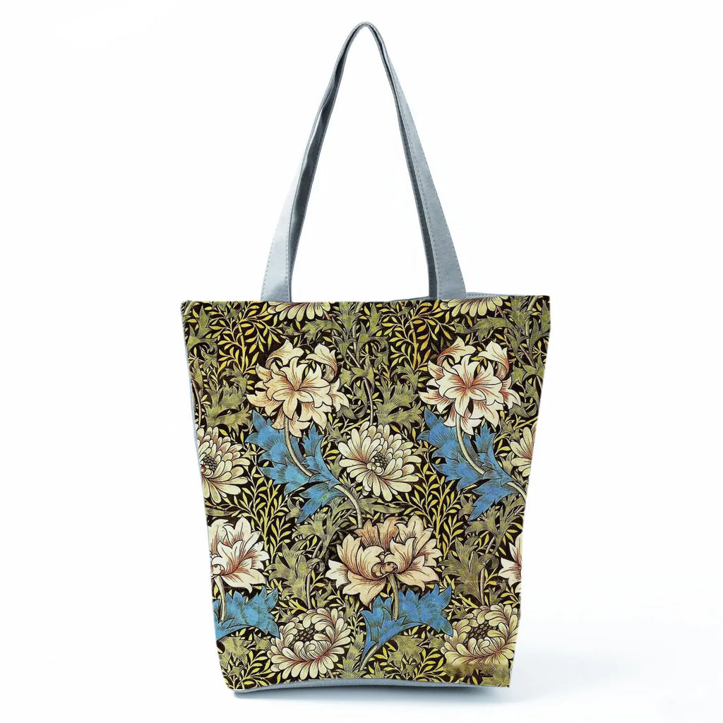Plant Floral Print Handbags Casual Women Shopping Tote Bags High Capacity Travel Beach Outdoor Package Female Lady Shoulder Bag