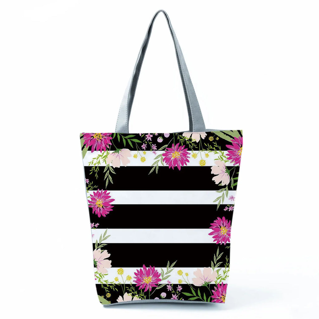 Plant Floral Print Handbags Casual Women Shopping Tote Bags High Capacity Travel Beach Outdoor Package Female Lady Shoulder Bag