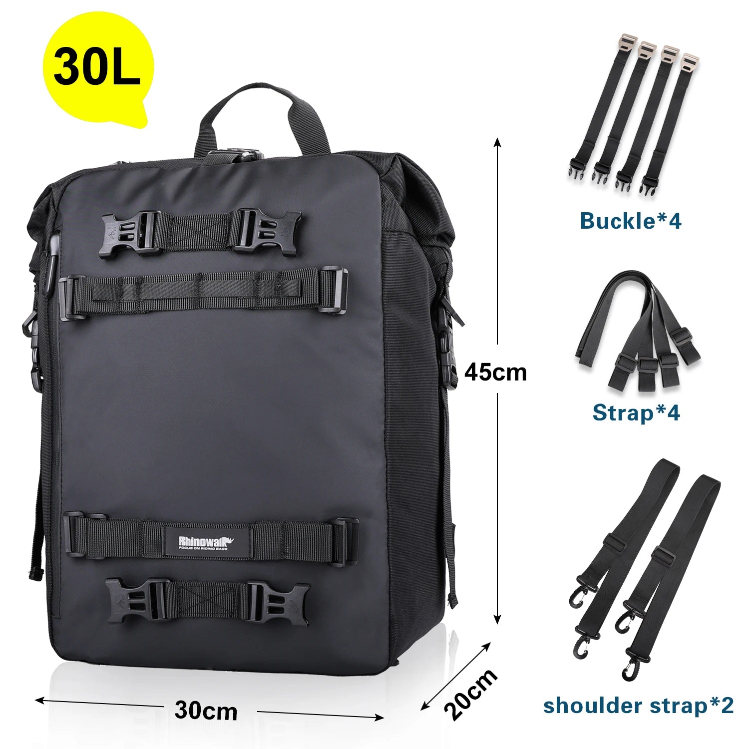 Rhinowalk Motorcycle Side Bag Waterproof Rear Seat Bag 10L 20L 30L Multi-Function Backpack Bumper Modification Luggage Pack