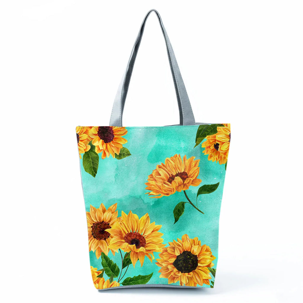 Plant Floral Print Handbags Casual Women Shopping Tote Bags High Capacity Travel Beach Outdoor Package Female Lady Shoulder Bag