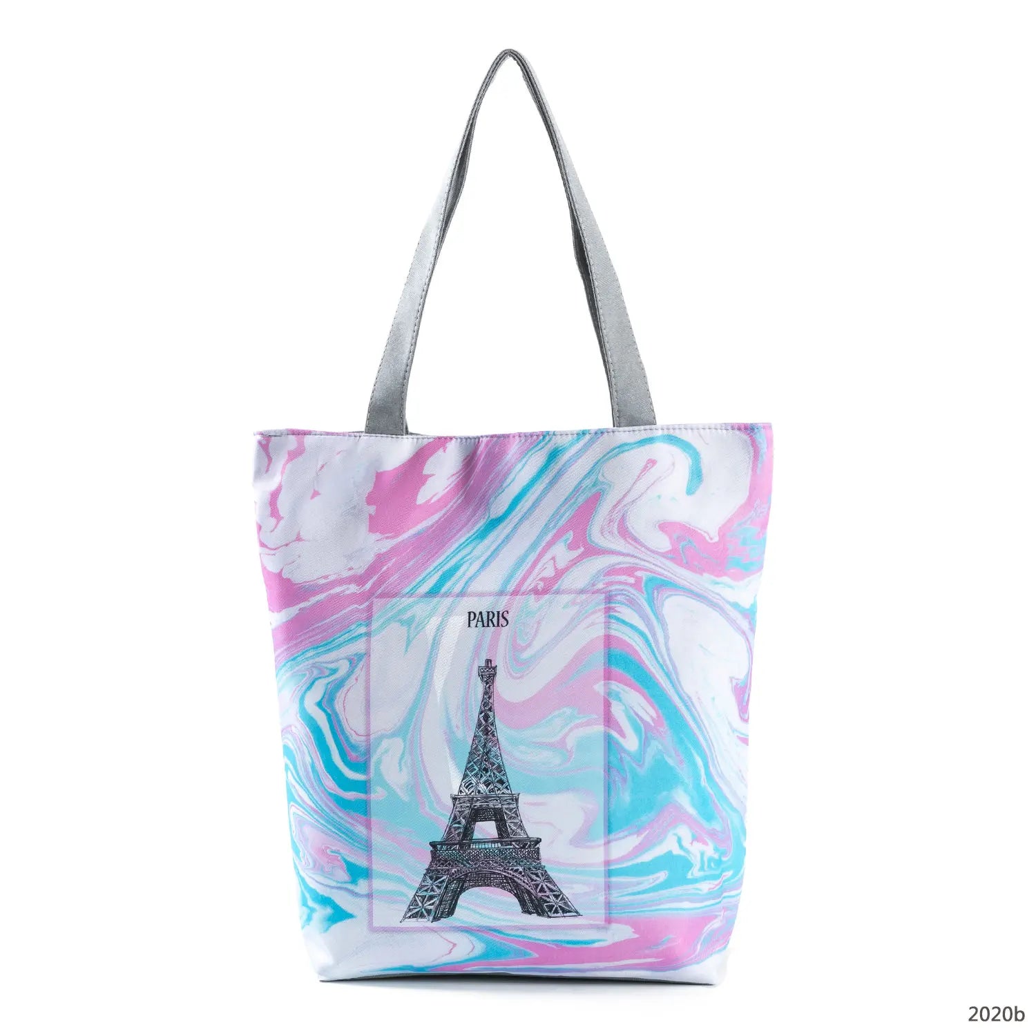 Floral Eiffel Tower Print Tote Bag Paris Landscape Shoulder Bag Fashion Pretty Handbags High Capacity Shopping Bag Eco Beach Bag