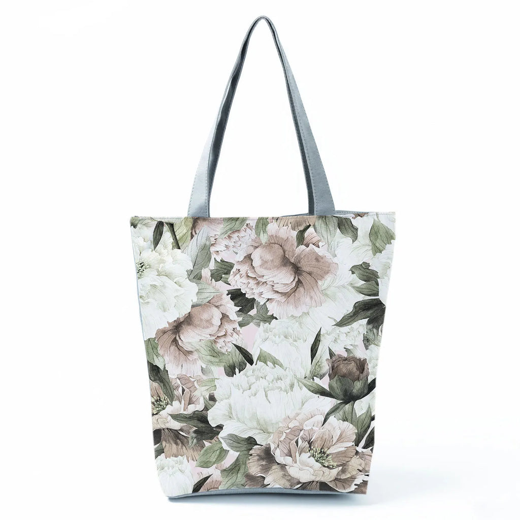 Plant Floral Print Handbags Casual Women Shopping Tote Bags High Capacity Travel Beach Outdoor Package Female Lady Shoulder Bag
