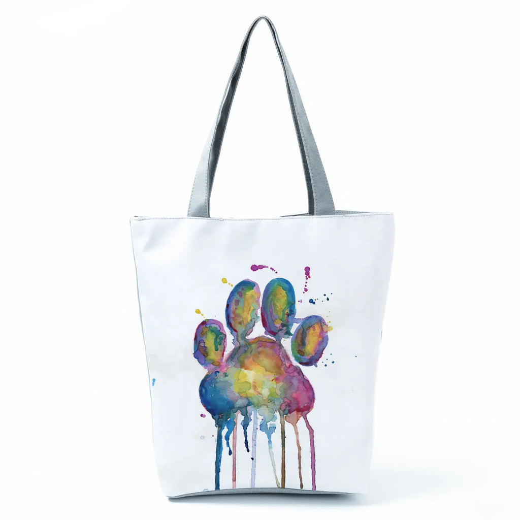 Fashion Dogs Paws Handbags Printed Love Dogs Shopping Bag Casual Women Shoulder Bag Summer Kawaii Female Tote Travel Beach Bag