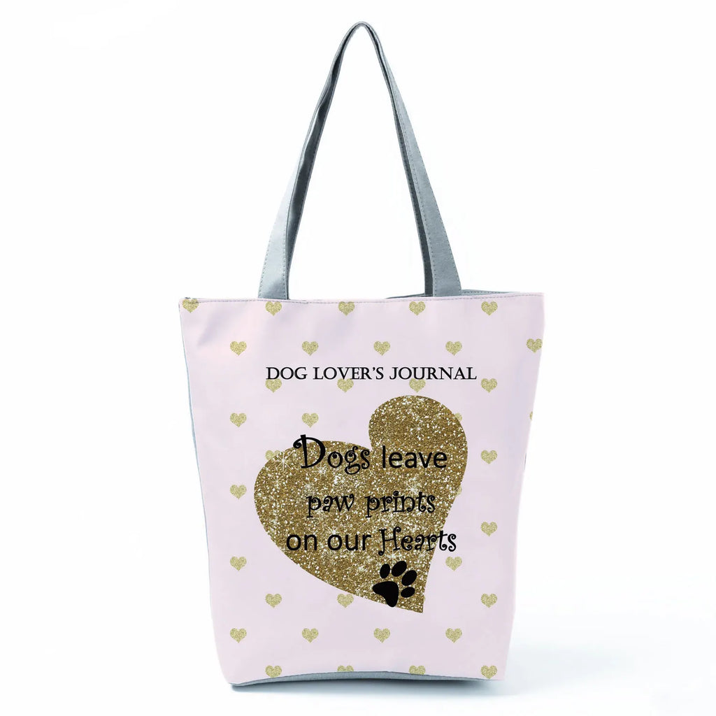 Fashion Dogs Paws Handbags Printed Love Dogs Shopping Bag Casual Women Shoulder Bag Summer Kawaii Female Tote Travel Beach Bag