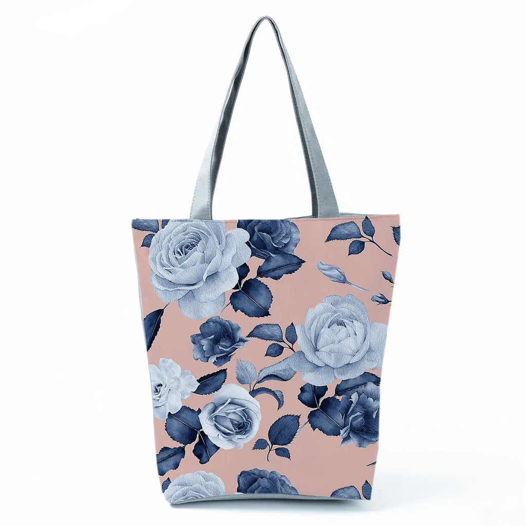 Plant Floral Print Handbags Casual Women Shopping Tote Bags High Capacity Travel Beach Outdoor Package Female Lady Shoulder Bag