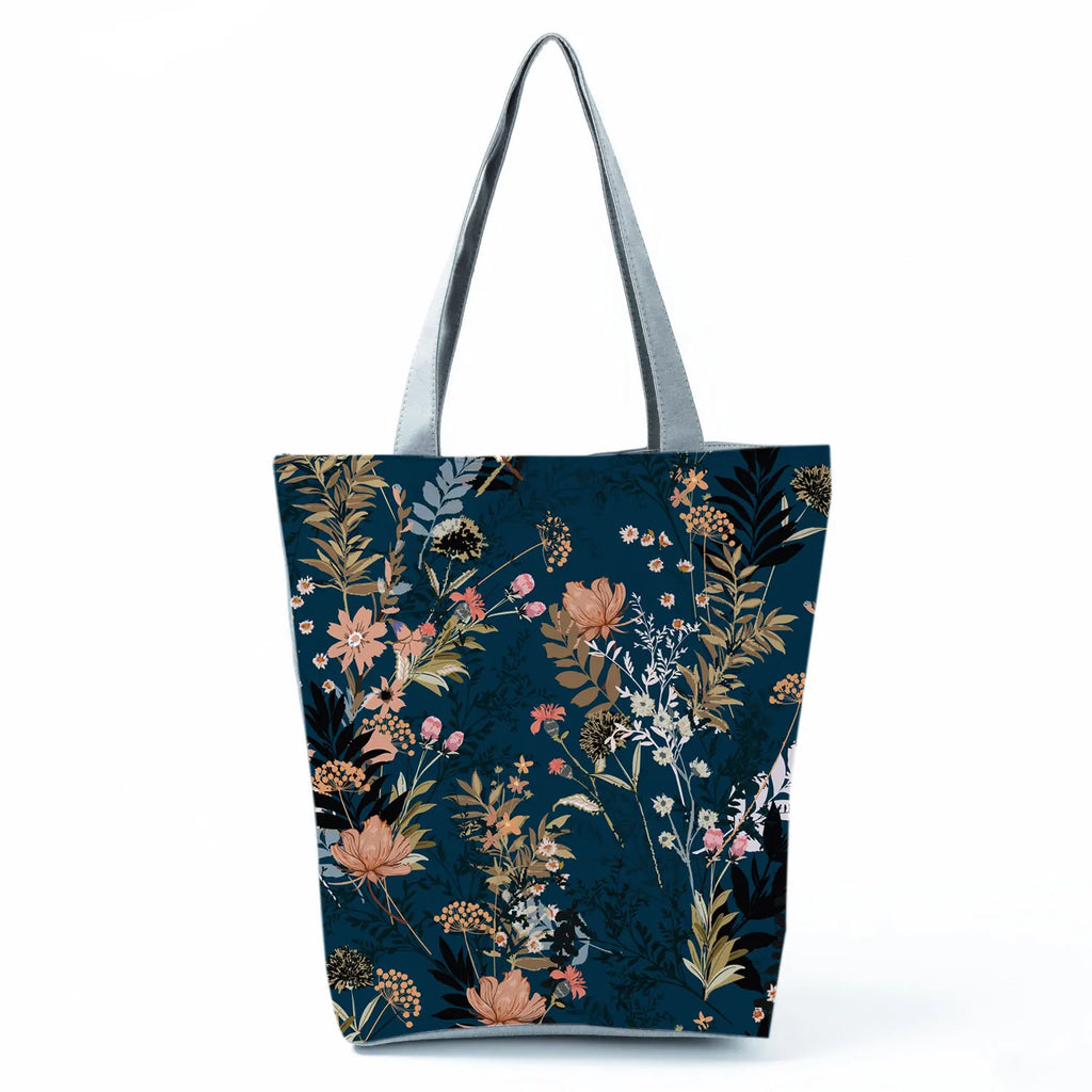 Plant Floral Print Handbags Casual Women Shopping Tote Bags High Capacity Travel Beach Outdoor Package Female Lady Shoulder Bag