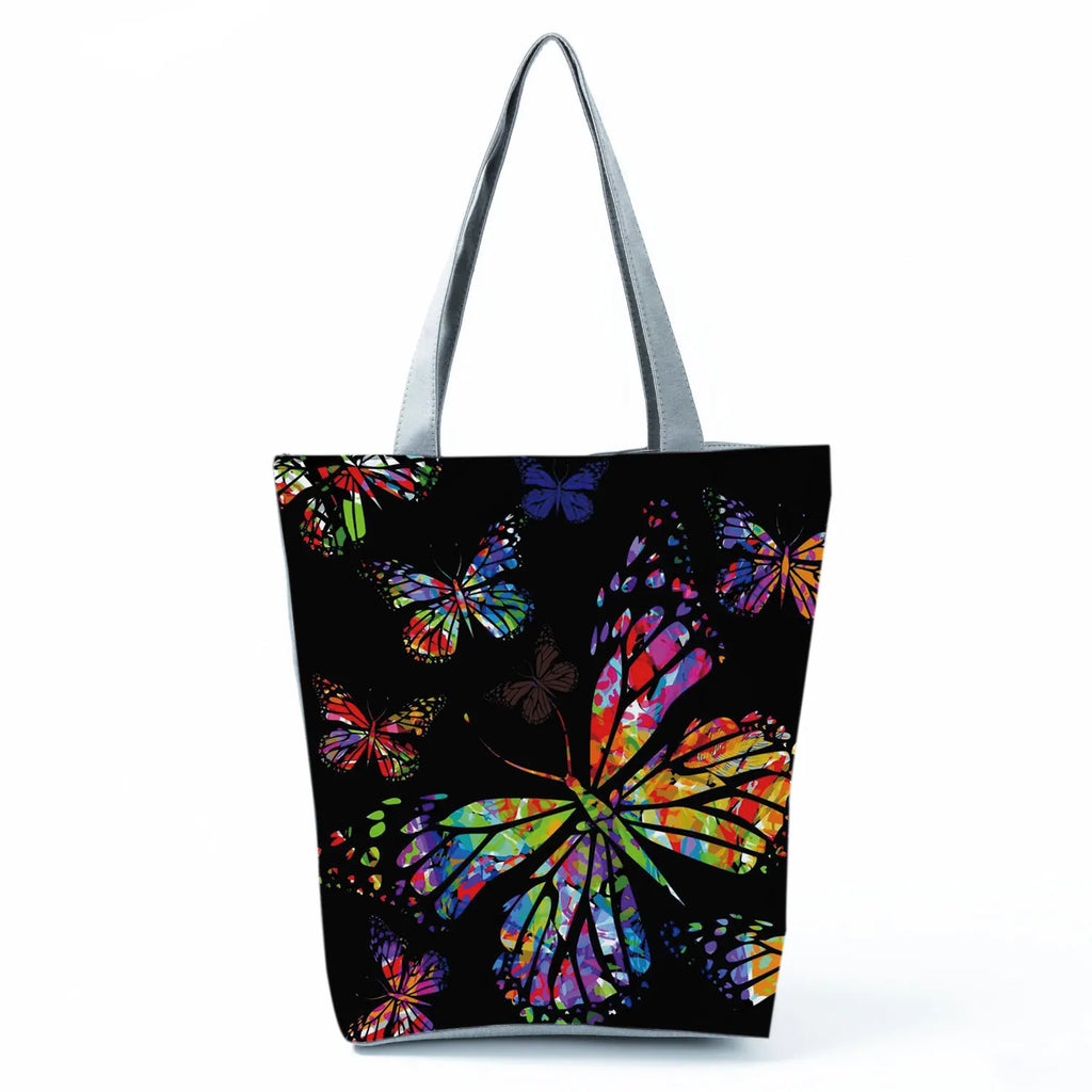 Floral Eiffel Tower Print Tote Bag Paris Landscape Shoulder Bag Fashion Pretty Handbags High Capacity Shopping Bag Eco Beach Bag