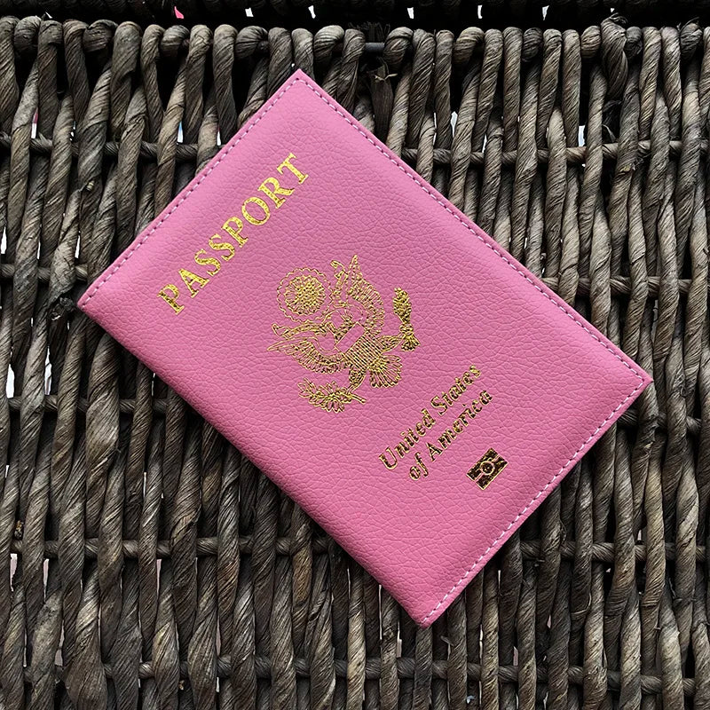 Travel Essentials USA Passport Cover Woman Cute Pink Personalized Passport Holder designer Travel Passport Case Pouch