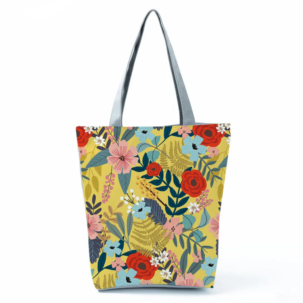 Plant Floral Print Handbags Casual Women Shopping Tote Bags High Capacity Travel Beach Outdoor Package Female Lady Shoulder Bag