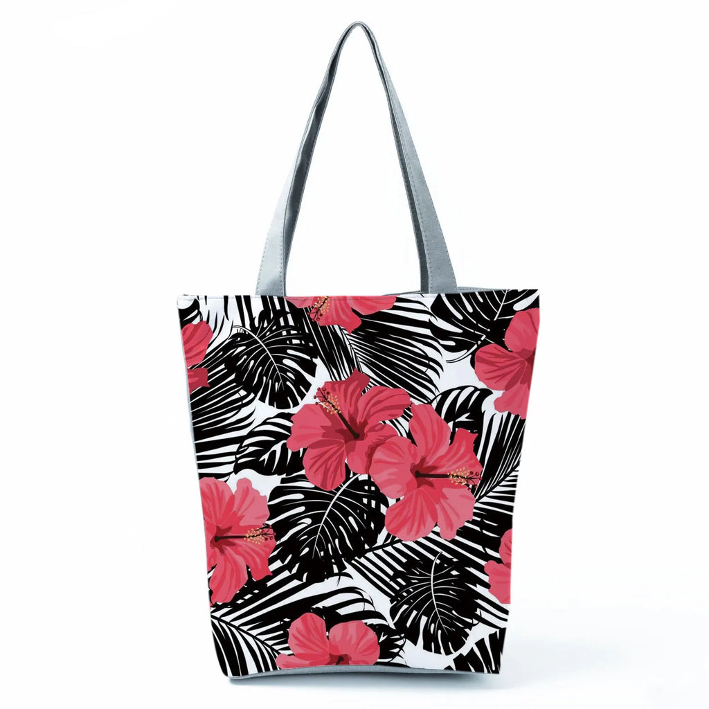 Plant Floral Print Handbags Casual Women Shopping Tote Bags High Capacity Travel Beach Outdoor Package Female Lady Shoulder Bag