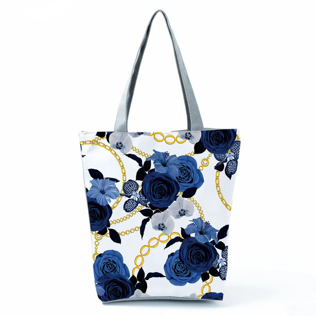 Plant Floral Print Handbags Casual Women Shopping Tote Bags High Capacity Travel Beach Outdoor Package Female Lady Shoulder Bag