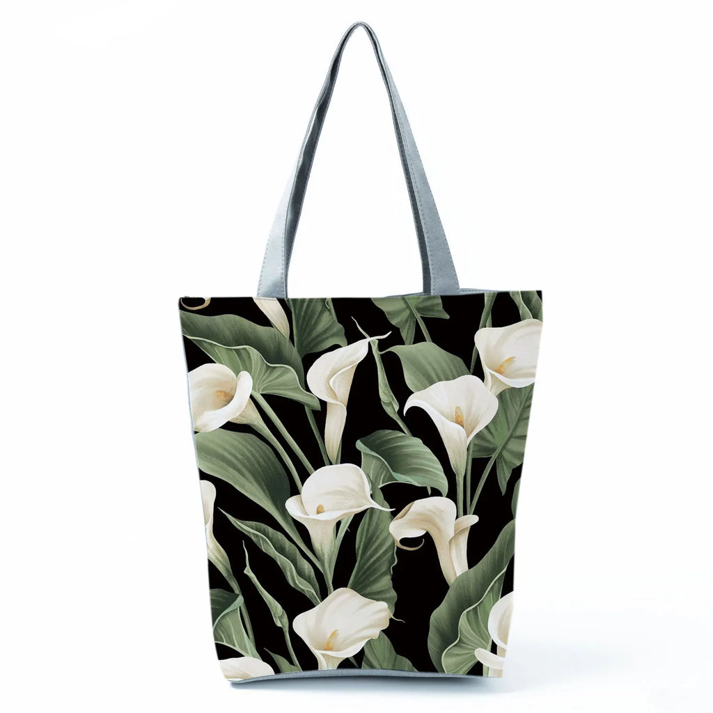 Plant Floral Print Handbags Casual Women Shopping Tote Bags High Capacity Travel Beach Outdoor Package Female Lady Shoulder Bag