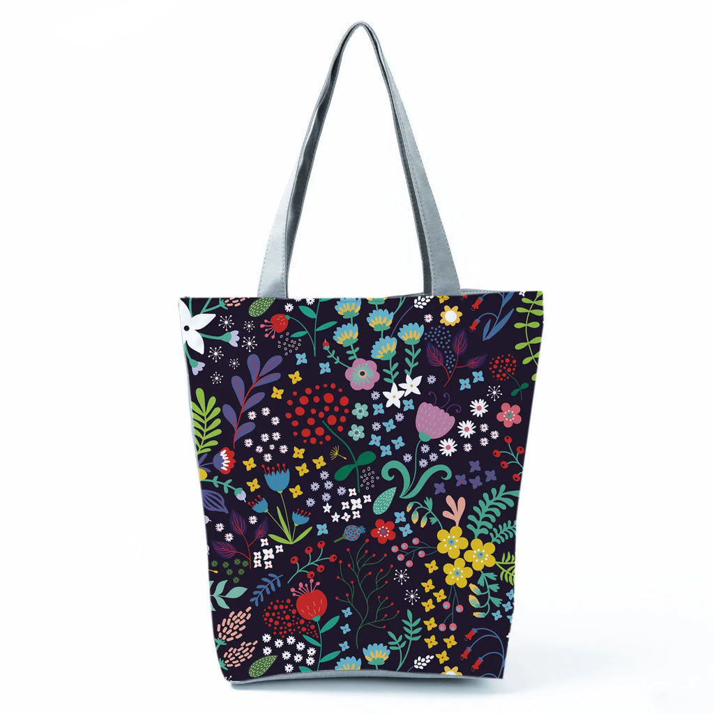 Plant Floral Print Handbags Casual Women Shopping Tote Bags High Capacity Travel Beach Outdoor Package Female Lady Shoulder Bag