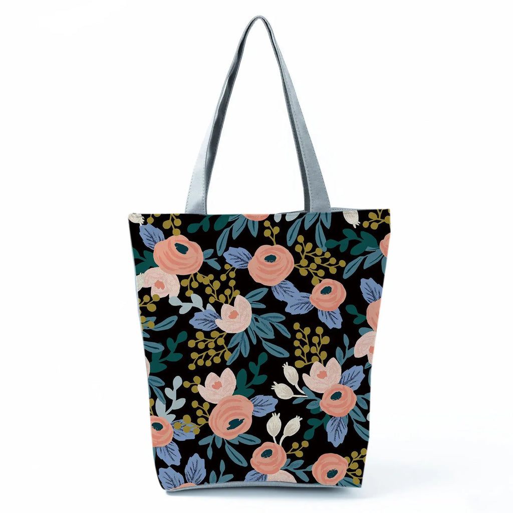 Plant Floral Print Handbags Casual Women Shopping Tote Bags High Capacity Travel Beach Outdoor Package Female Lady Shoulder Bag