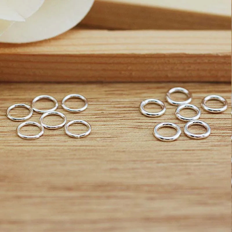 10pcs Close Ring Real Pure Solid 925 Sterling Silver Sealed Closed Jump Rings Split Ring Key Chain Jewelry Making Findings
