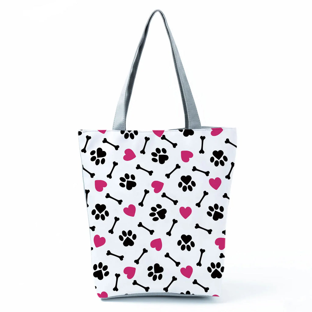 Fashion Dogs Paws Handbags Printed Love Dogs Shopping Bag Casual Women Shoulder Bag Summer Kawaii Female Tote Travel Beach Bag