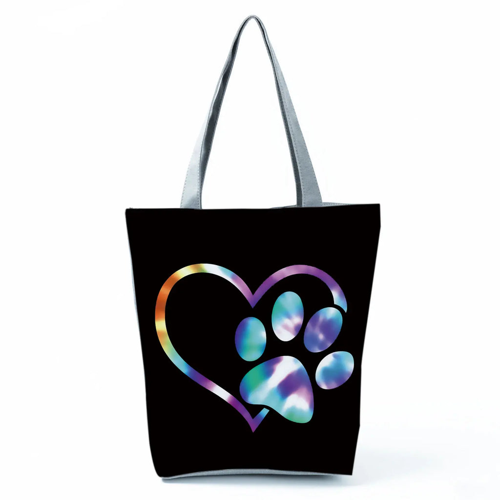 Fashion Dogs Paws Handbags Printed Love Dogs Shopping Bag Casual Women Shoulder Bag Summer Kawaii Female Tote Travel Beach Bag