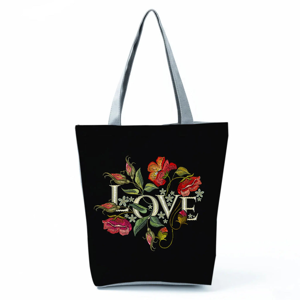 Plant Floral Print Handbags Casual Women Shopping Tote Bags High Capacity Travel Beach Outdoor Package Female Lady Shoulder Bag